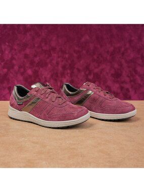 Mephisto Women Runoff Lace-up Wine Suede Low Top Comfortable Sneakers sz 7.5